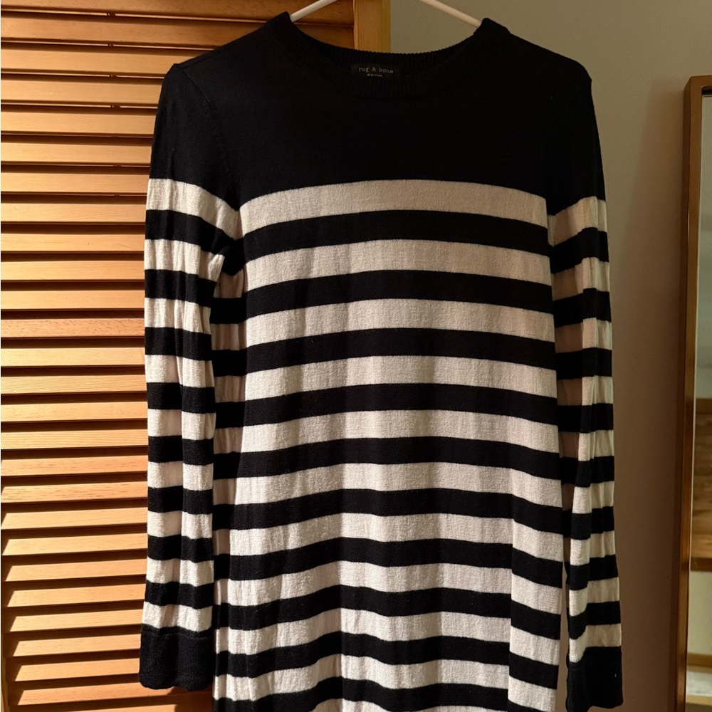 Rag & Bone Black & White Knit Sweater Dress (Size Small)